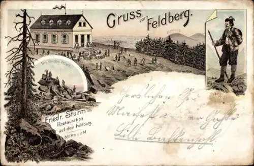 Litho Schmitten im Taunus Hessen, Feldberg, Restauration, Brunhildisfelsen