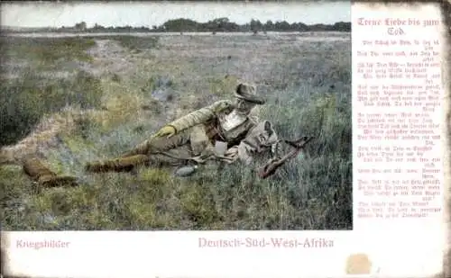 Ak Namibia Deutsch Südwestafrika, Kriegsbilder, Treue Liebe bis zum Tod