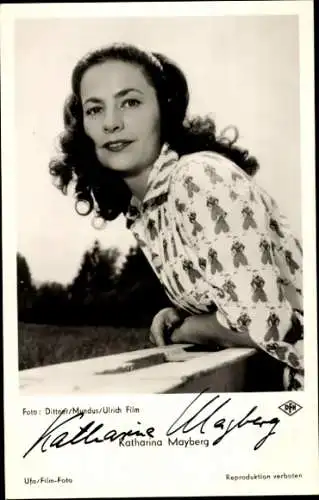 Ak Schauspielerin Katharina Mayberg, Portrait, Autogramm