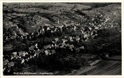 Ak Mühlhausen im Angelbachtal Kraichgau, Fliegeraufnahme