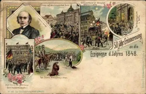 Litho Berlin, Ereignisse des Jahres 1848, Johann Jacoby, Barrikadenkampf, Rathaus