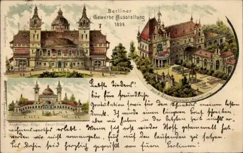 Litho Berlin, Gewerbe-Ausstellung 1896, Ausstellungs-Palast, Bau- und Ingenieurwesen