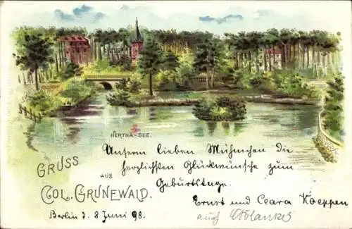 Litho Berlin Wilmersdorf Grunewald, Hertha-See