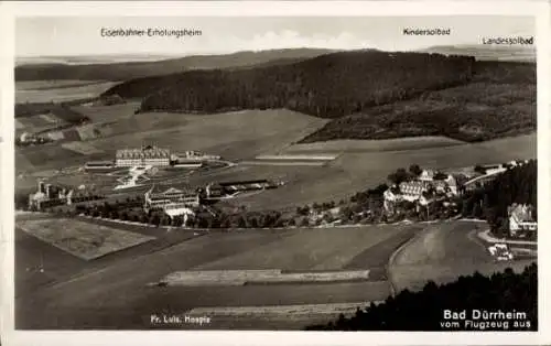 Ak Bad Dürrheim Schwarzwald, Fr. Luis. Hospiz, Eisenbahner Erholungsheim, Solbad, Fliegeraufnahme