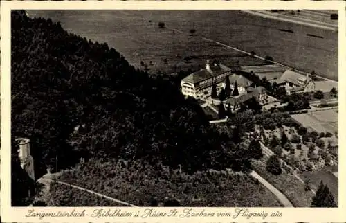 Ak Langensteinbach Karlsbad in Baden, Fliegeraufnahme, Bibelheim, Ruine St. Barbara