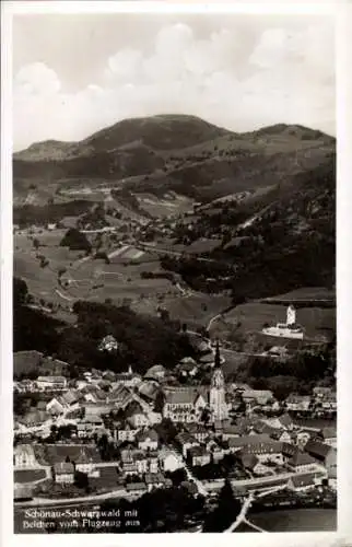 Ak Schönau Schwarzwald, Fliegeraufnahme mit Belchen