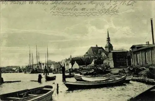 Ak Kappeln an der Schlei, Hafen, Boote