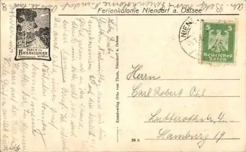 Ak Niendorf an der Ostsee Hohenkirchen in Mecklenburg, Ferienkolonie, Häuser, Fahne