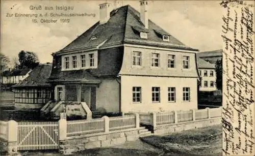 Ak Issigau in Oberfranken, Schulhauseinweihung 1912