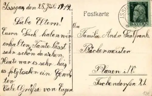 Ak Issigau in Oberfranken, Gesamtansicht, Kolonialwaren-Geschäft