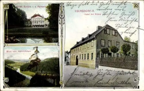 Ak Ebersdorf in Thüringen, Fürstl. Schloss, Heinrichstein, Hotel zur Krone