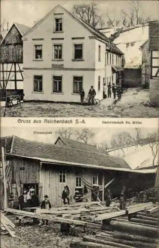 Ak Reichenbach in Thüringen, Gastwirtschaft, Zimmerplatz, Bau