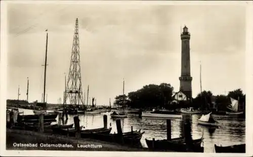 Ak Chorzelin Osternothafen Świnoujście Swinemünde Pommern, Hafen, Leuchtturm