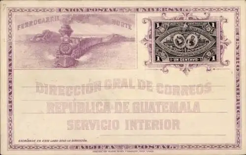 Ganzsachen Ak Guatemala, Ferrocarril Norte, Exposicion Centro Americana, 1897