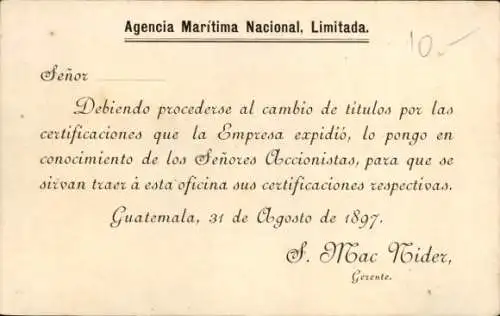 Ganzsachen Ak Guatemala, Ferrocarril Norte, Exposicion Centro Americana, 1897