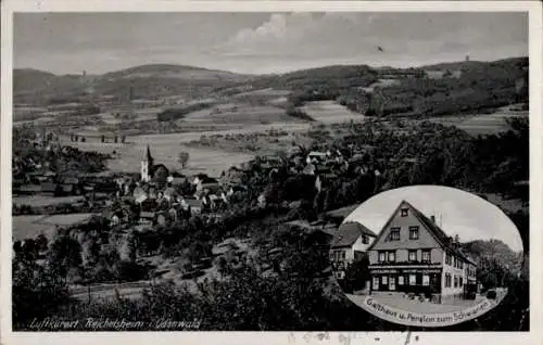 Ak Reichelsheim im Odenwald, Gasthaus und Pension zum Schwanen, Inh. J. Treusch, Panorama