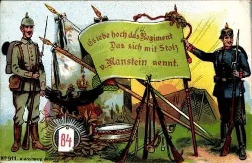 Ak Deutsche Soldaten in Uniformen, Es lebe hoch das Regiment..., Regiment Nr. 84