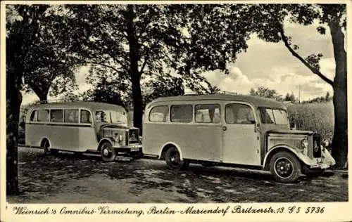 Ak Berlin Tempelhof Mariendorf, Weinrichs Ombinusvermietung, Britzer Straße 13