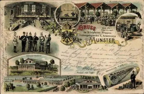 Wappen Litho Munster im Heidekreis, Truppenübungsplatz, Offizierscasino, Geschützpark