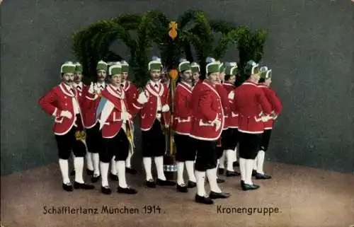 Ak München Bayern, Schäfflertanz 1914, Kronengruppe