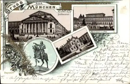 Litho München, Hoftheater, Allerheiligen Hofkirche, Kurfürst Maximilian I.