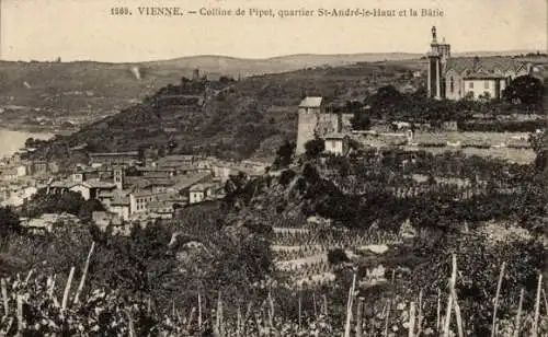 Ak Vienne Isère, Colline de Pipet, quartier St-Andre-le-Haut, la Batie