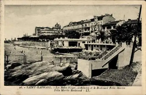 Ak Saint Raphaël Var, Les Bains, Boulevard Felix Martin