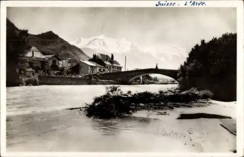 Ak Sallanches Haute Savoie, Saint-Martin, L'Arve, Vieux-Pont, Massif du Mont-Blanc