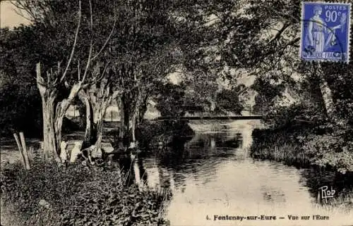 Ak Fontenay sur Eure, Vue sur l'Eure