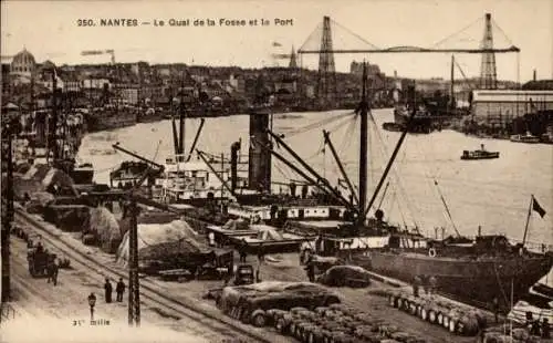 Ak Nantes Loire Atlantique, Quai de la Fosse, Port