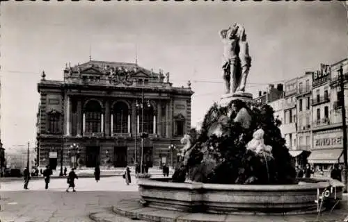 Ak Montpellier Hérault, Theater, Fontaine Les Troits Glaces