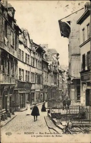 Ak Rouen Seine Maritime, rue Eau-de-Robec, petite riviere du Robec