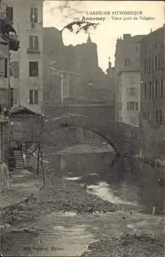 Ak Annonay Ardeche, vieux pont de Valgelas