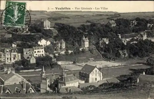 Ak Veulettes sur Mer Seine Maritime, Gesamtansicht, Villen