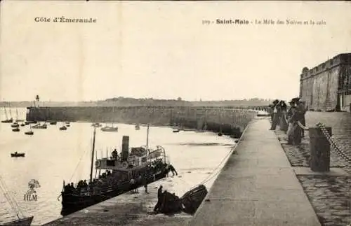 Ak Saint Malo Ille et Vilaine Bretagne, Le Môle des Noires und der Laderaum