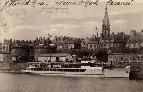 Ak Saint Malo Ille et Vilaine Bretagne, Les Quais