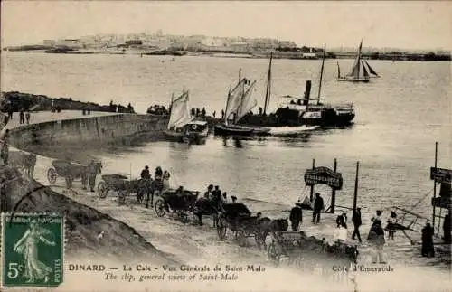 Ak Dinard Ille et Vilaine, La Cale, Gesamtansicht von Saint Malo