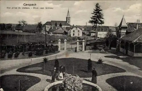 Ak Carspach Karspach Alsace Haut Rhin, Blick vom Schloss aus