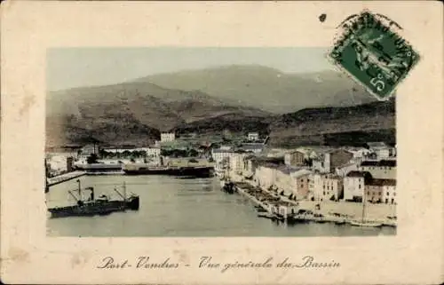 Präge Passepartout Ak Port-Vendres Pyrénées Orientales, Gesamtansicht des Beckens