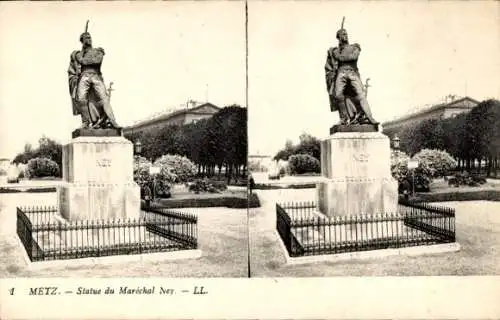 Stereo Ak Metz Moselle, Statue Marschall Ney