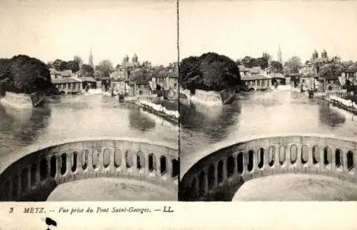 Stereo Ak Metz Moselle, Blick von der St. Georg Brücke