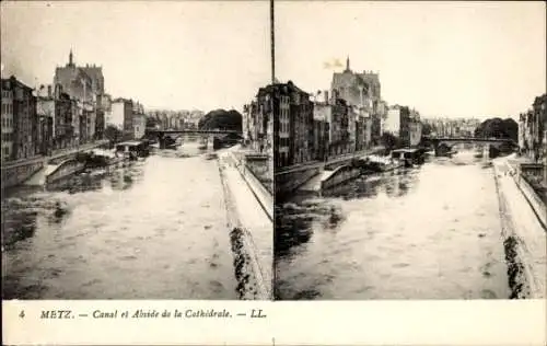 Stereo Ak Metz Moselle, Kanal, Kathedrale