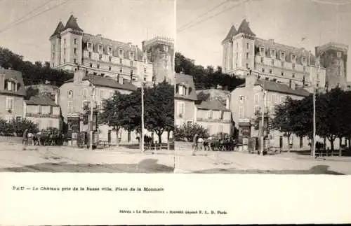 Stereo Ak Pau Pyrénées-Atlantiques, Schloss von der Unterstadt gesehen, Place de la Monnaie