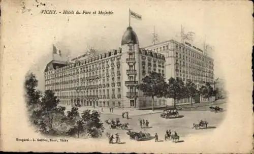 Litho Vichy-Allier, Hotel du Parc und Majestic