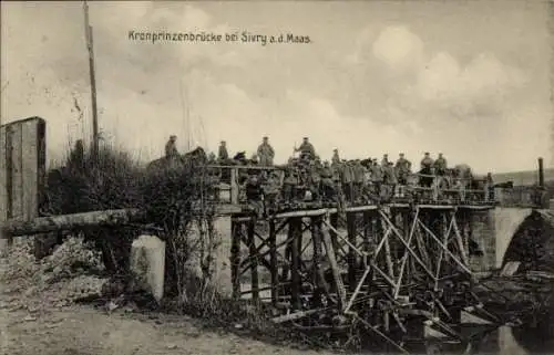 Ak Sivry sur Meuse Lothringen, Kronprinzenbrücke, Soldaten