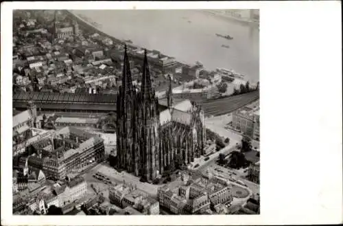 Ak Köln am Rhein, Dom, Luftaufnahme