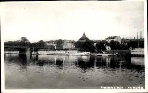 Ak Frankfurt am Main, Teilansicht, Mainkanal, Schiff