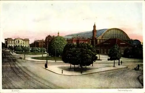 Ak Hansestadt Bremen, Bahnhofsplatz