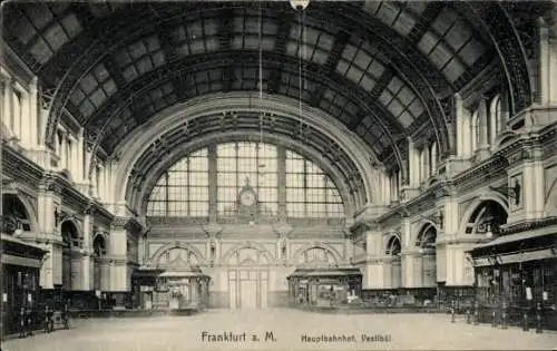 Ak Frankfurt am Main, Inneres vom Hauptbahnhof, Vestibul, Bahnhofshalle, Kiosk