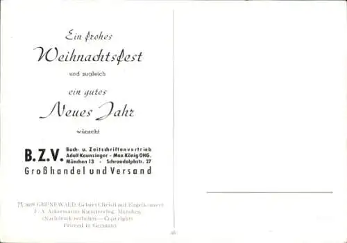 Künstler Ak Grünewald, Geburt Christi, Engelkonzert, Reklame, Buch- und Zeitschriftenvertrieb